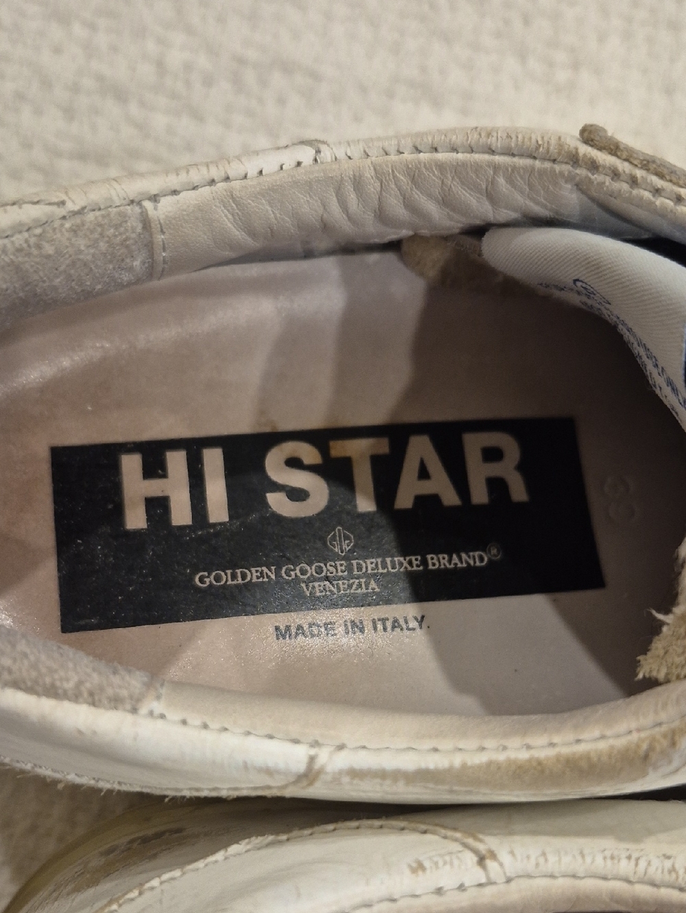 GOLDEN GOOSE White & Gold Hi-Star Sneakers Size 8.5 (39) AS IS - Picture 12 of 16
